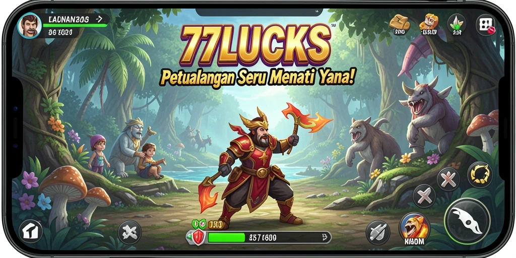 Tampilan gameplay <strong>77LUCKS</strong> yang penuh aksi dan petualangan seru.