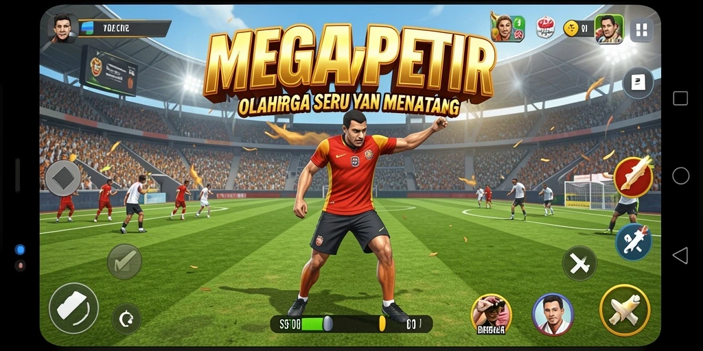 Tampilan gameplay seru dari MEGAPETIR dengan aksi olahraga yang menantang.