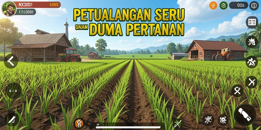 Tampilan menarik dari gameplay NX303 yang menggambarkan aktivitas pertanian.
