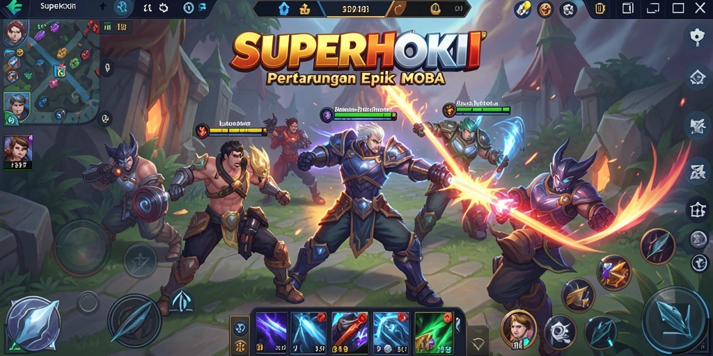 Gameplay seru di SUPERHOKI dengan aksi MOBA yang menegangkan.